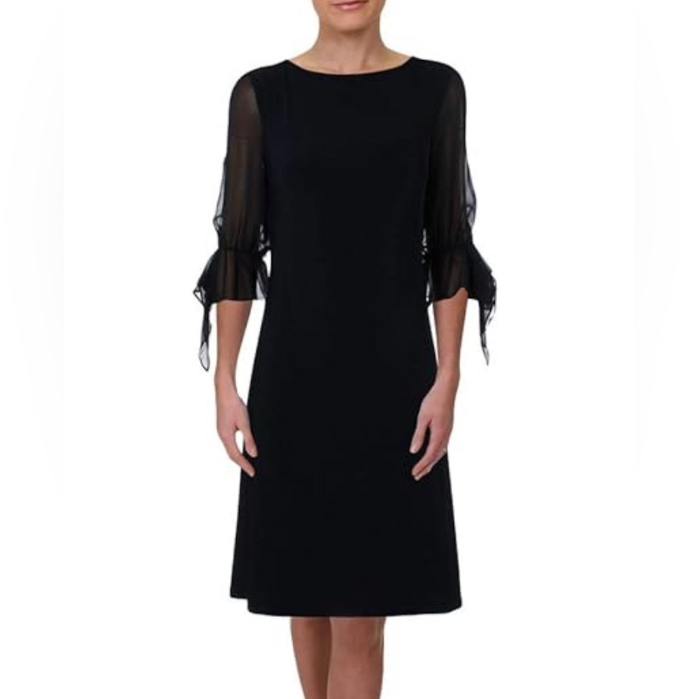 Elegant Black Dress with Sheer Sleeves
